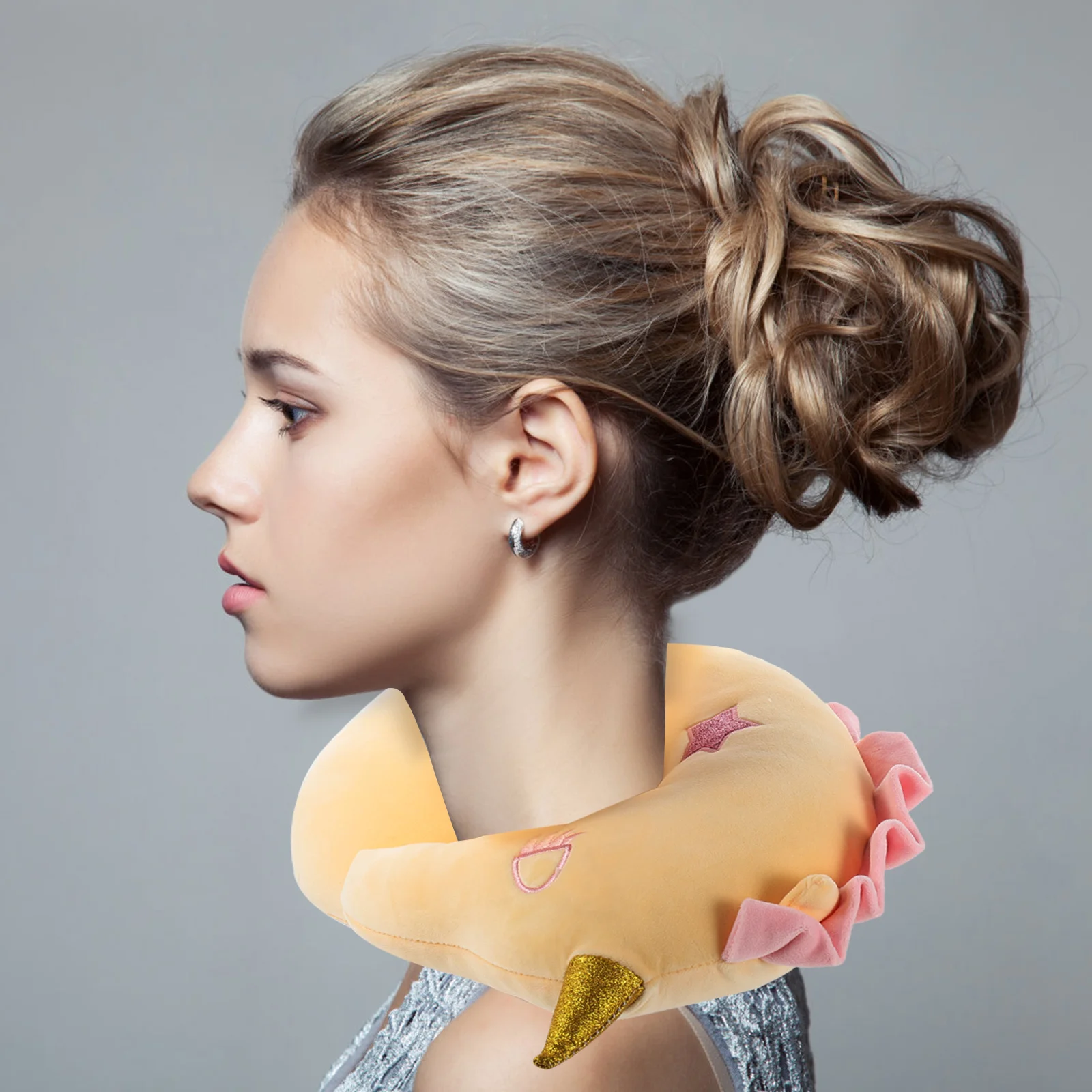 Almohada de cuello de unicornio de dibujos animados, cómoda y suave almohada de soporte para el cuello en forma de U para viajes, oficina, descanso para dormir, escritorio, cojín para dormir