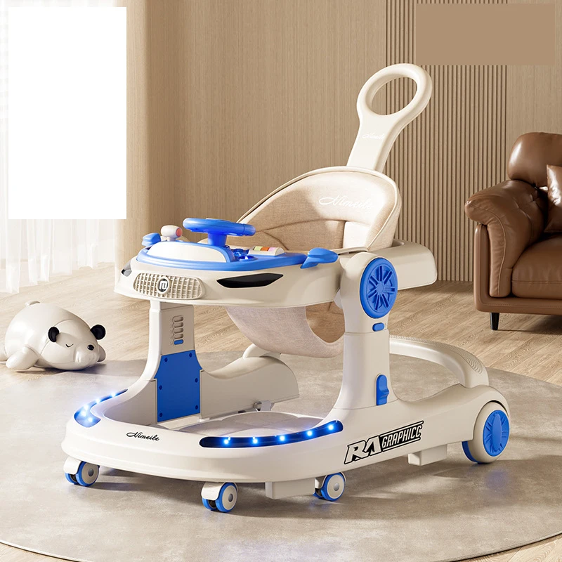 Andador de bebé plegable, juguete musical antivuelco, multifunción, 3 en 1, cochecito de bebé, andador de mano con ruedas