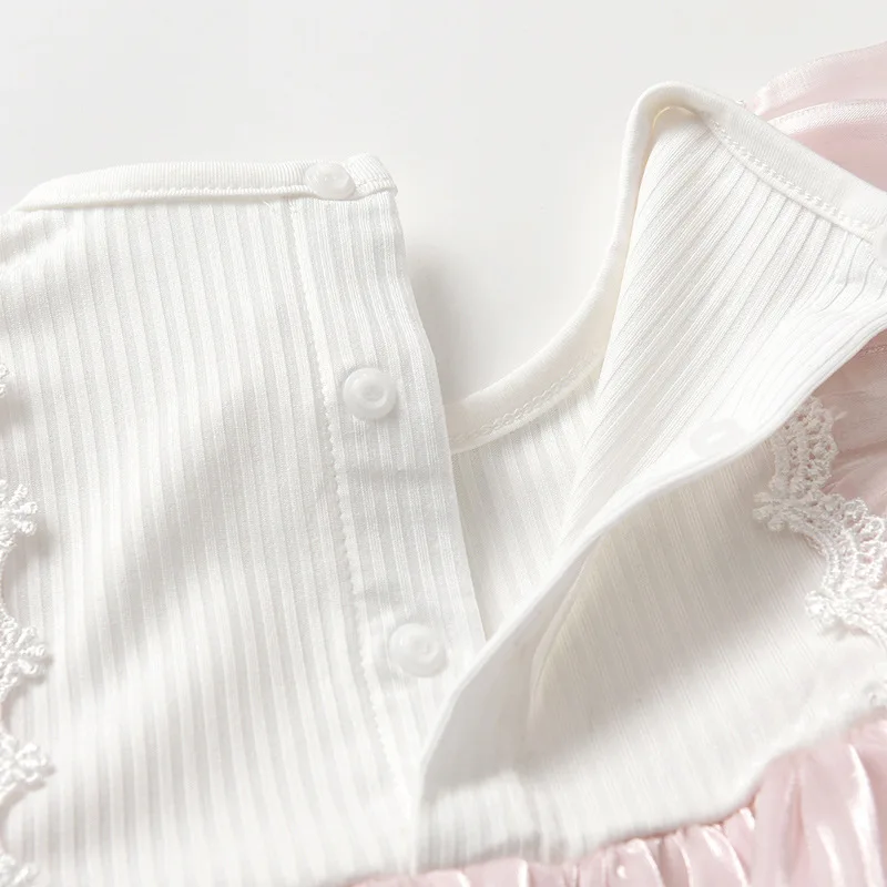 Conjuntos de monos de verano para niña de 0 a 6 meses, monos sin mangas de princesa de malla con bonito lazo rosa coreano, artículos para recién nacidos B192 - imagen 4