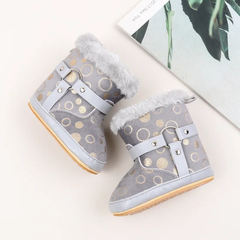 Nuevos zapatos cálidos para otoño e invierno, botas informales para recién nacidos, botas de nieve para bebés y niños, suela suave antideslizante, primeros caminantes para niños pequeños - imagen 3