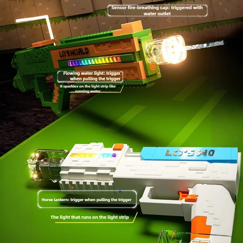 Pistola de agua con tobogán de retroceso, LED multicolores, juguete de piscina de verano de alta capacidad para niños y adultos, juego interactivo de batalla de agua al aire libre - imagen 2