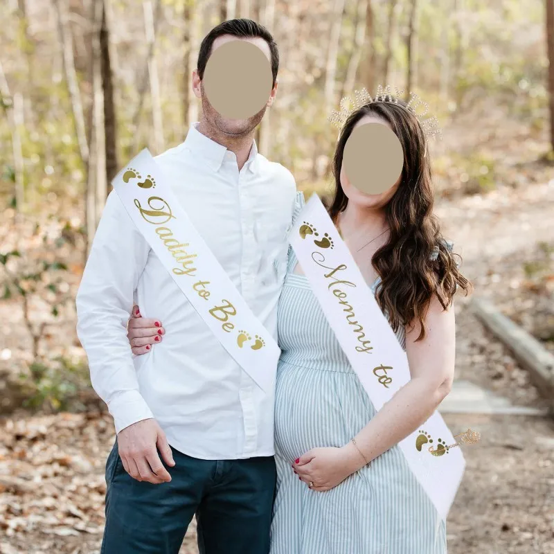 Mamá para ser papá para ser faja de hombro género revelar decoraciones para fiestas Baby Shower suministros para fiestas accesorios de fotografía para embarazadas - imagen 2