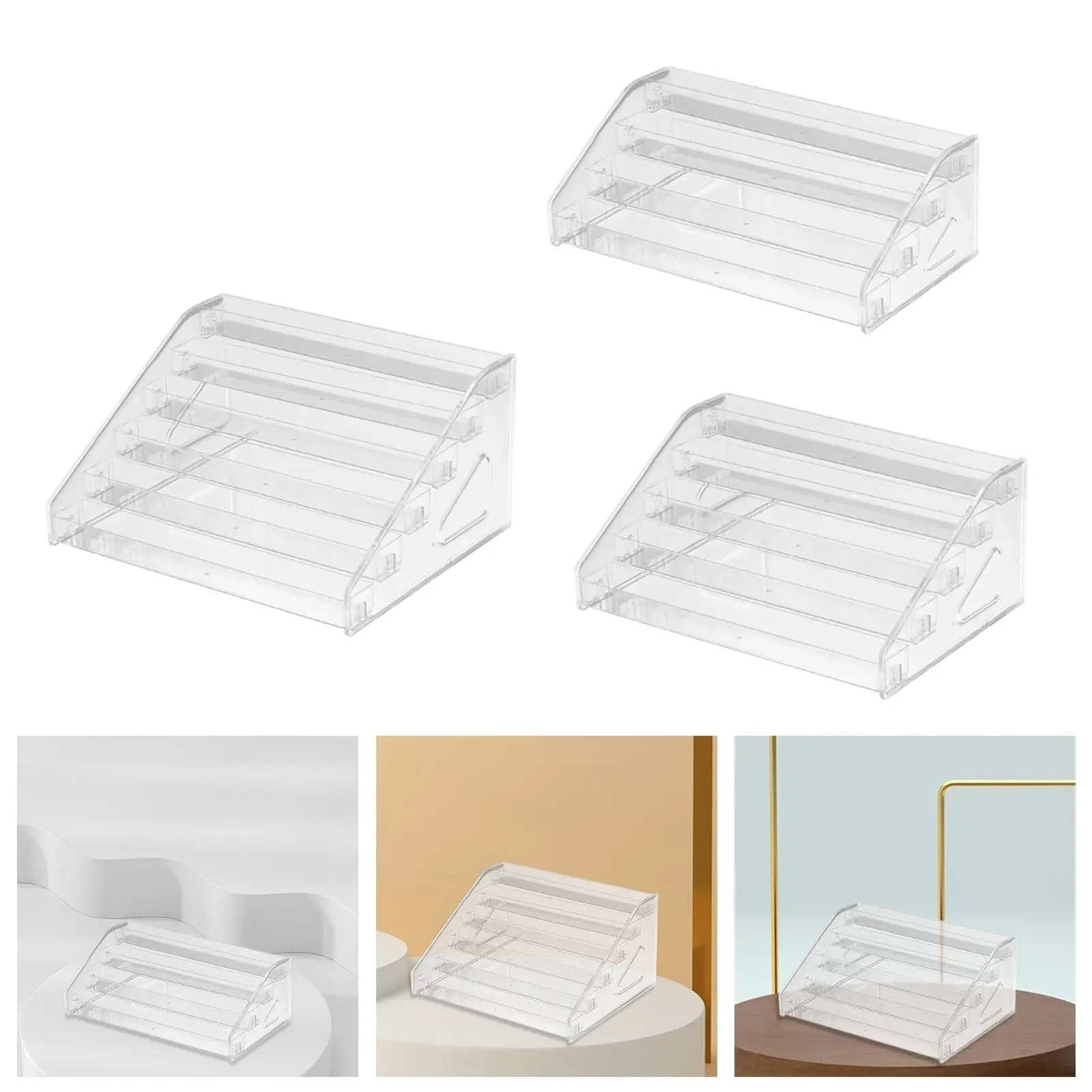 Acrylic Display Riser Storage Rack Multipurpose Tiered Nail Polish Holder for Tabletop Jewelry Collectibles Toys Action Figure
