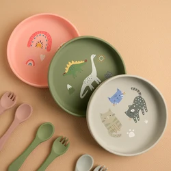 Plato de silicona para bebé con diseño dinosaurio - sin BPA