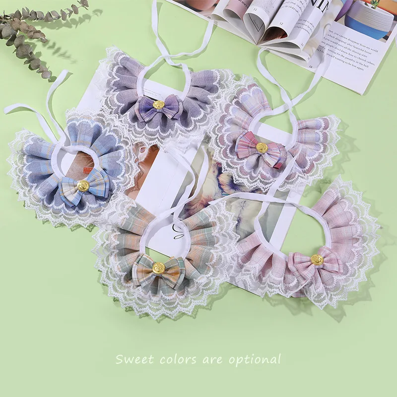 Babero para mascotas, Collar para gatos, decoración a cuadros JK, accesorios para perros, suministros para mascotas de estilo universitario - imagen 2