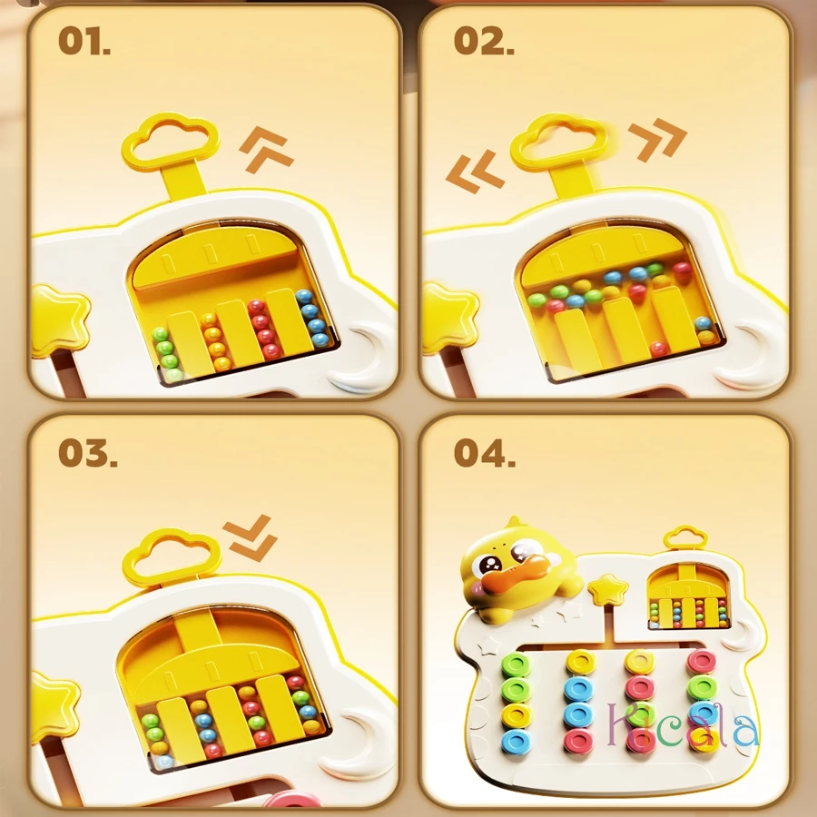 Juego de ajedrez de doble cara para caminar en cuatro colores, entrenamiento de pensamiento lógico para niños, rompecabezas de educación temprana Montessori, juguetes para niños - imagen 5