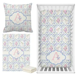 LVYZIHO Juego de cama para cuna floral con nombre personalizado