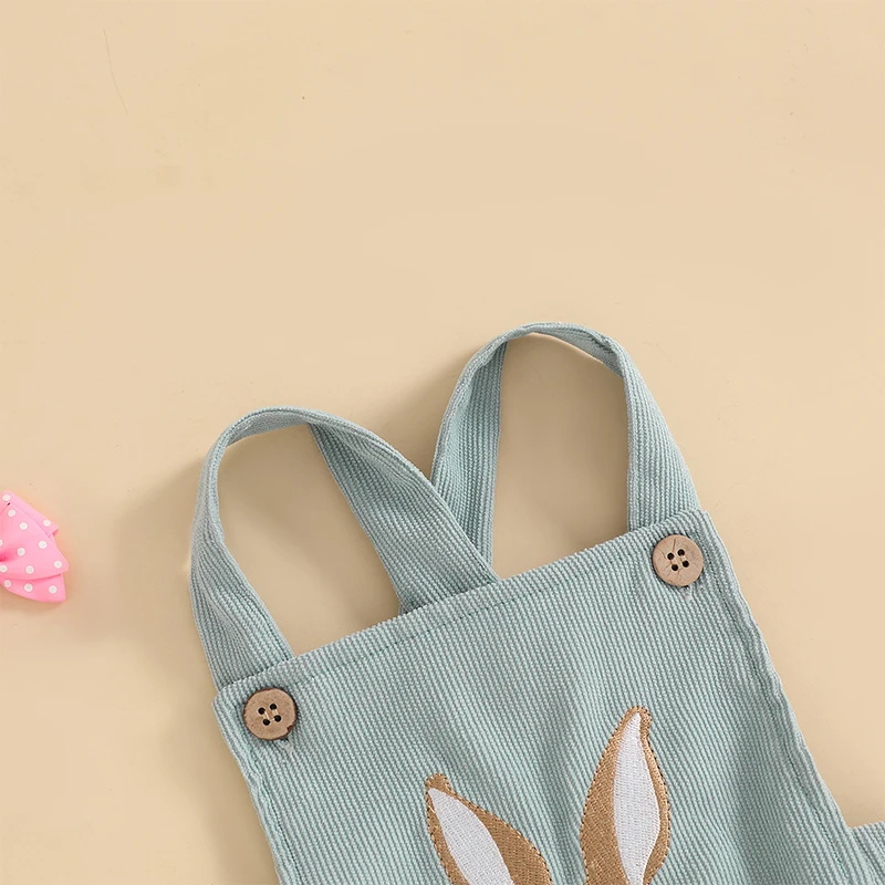 SUNSIOM Mameluco de Pascua para bebé, sin mangas, cuello cuadrado, mono bordado de conejito, mono para recién nacido - imagen 5