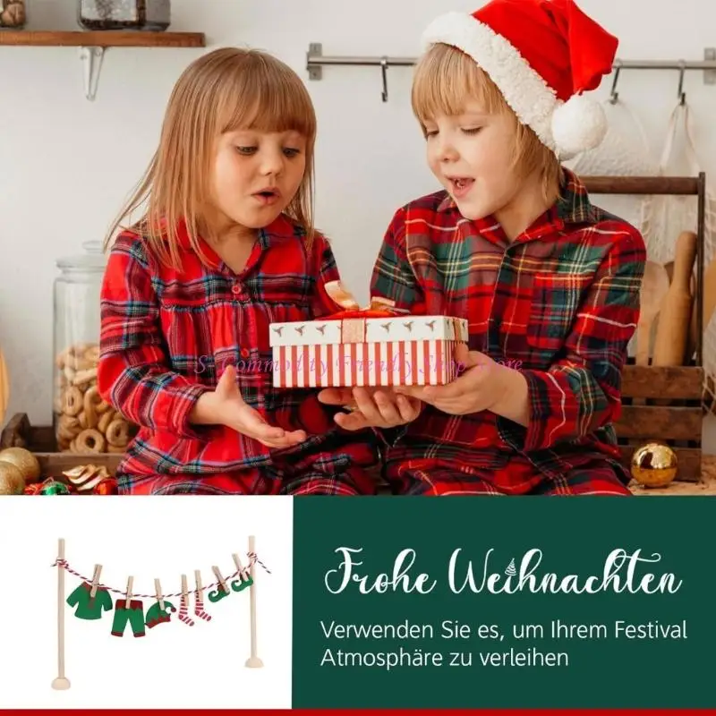 85AE Adornos ropa festivos madera seguros para niños, accesorios creativos para juegos simulación - imagen 3