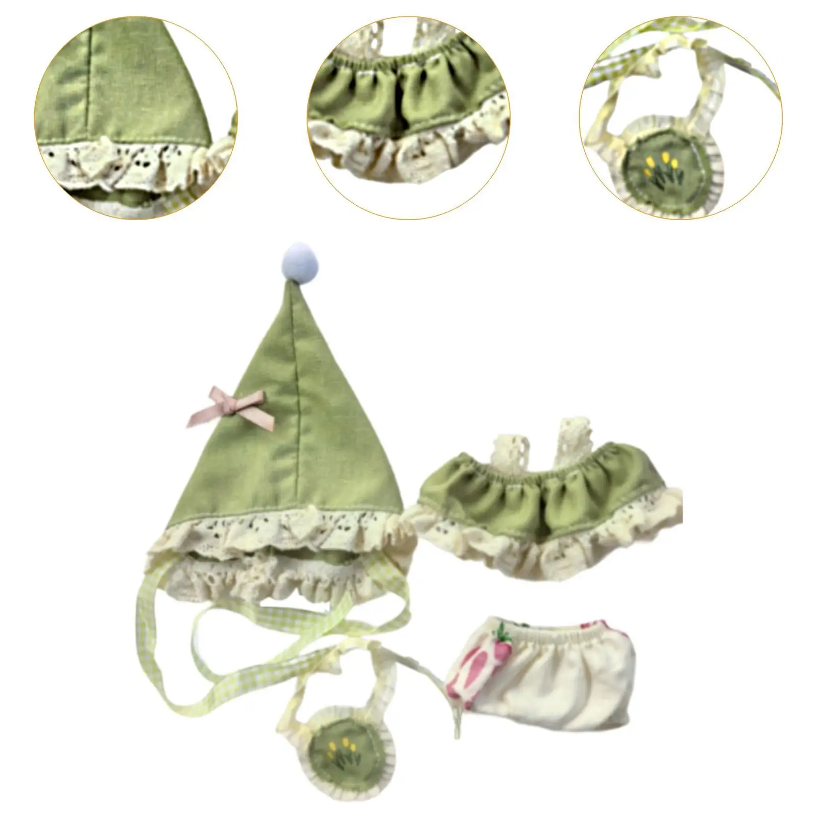 4Pcs Fashion Dolls Elf Clothes and Pants Hat Bag Accessories Handmade Clothing for 17cm Dolls Birthday Gifts Halloween Gifts