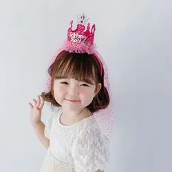 Diademas de gasa con corona de princesa para niñas