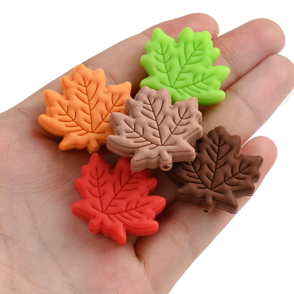 Cuentas de silicona para masticar, hojas seguras para chupetes
