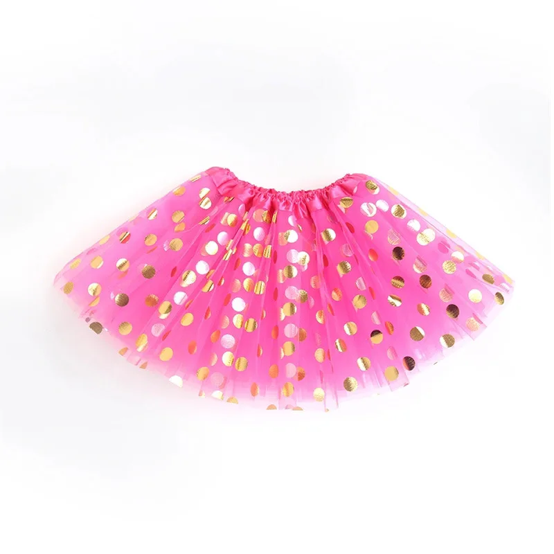 Falda de malla brillante para niñas, traje de baile de princesa con lunares dorados para actuaciones, falda de tul para fiesta en escenario de 3 a 8 años - imagen 2