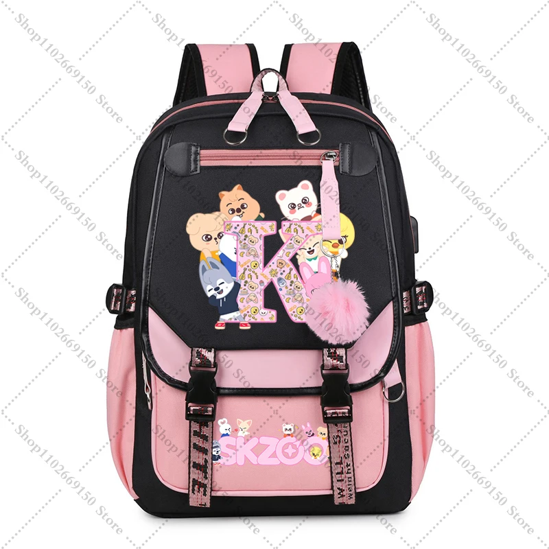 Mochila de gran capacidad para niña, mochila escolar con estampado de Anime SKZ ooed, accesorios para niños, bolsa de libros, mochila bonita de dibujos animados, regalo de Navidad - imagen 4