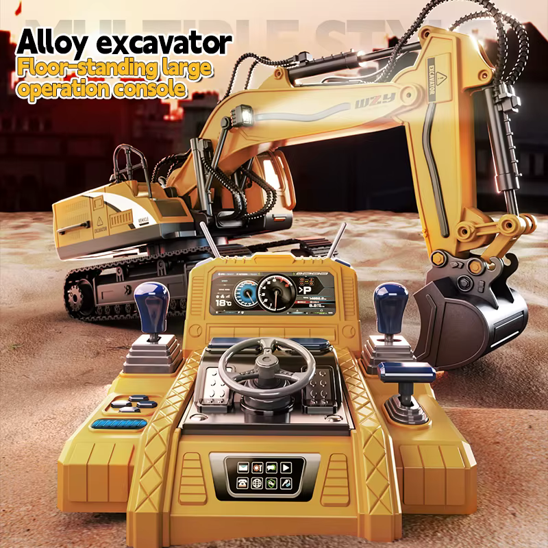 Excavadora RC de aleación con sonido – Juguete teledirigido para niños