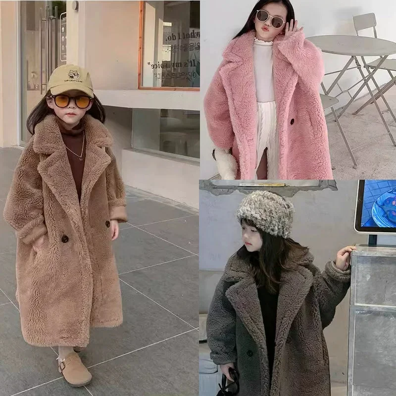 Abrigo de felpa largo cálido para niños y niñas de invierno infantil - imagen 3