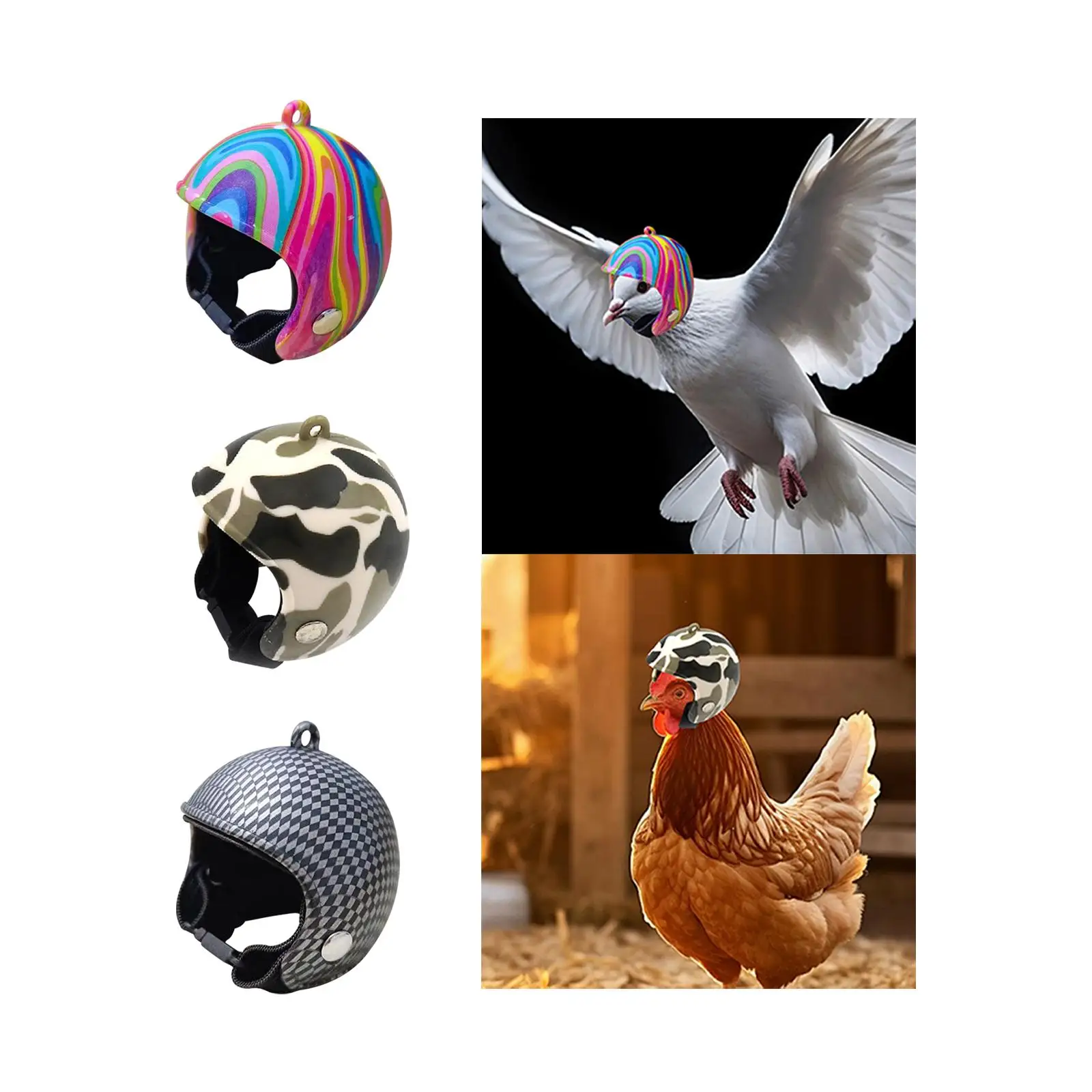 Chicken Helmet Durable Protective Adjustable Portable Comfortable Pet Hard Hat Headgear for Hiking Duck Party Cosplay Birds