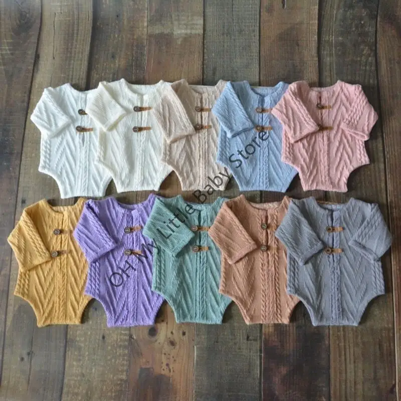 M76C Tricoting Romper pour bébé photographie neuf-né garçon unisexe vêtements photos Photoshotage - imagen 5