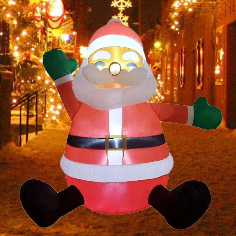 Juguetes inflables para decoración navideña, luz LED de Papá Noel sentado, Festival de Navidad, modelo inflable, decoración de jardín al aire libre, 1,2 M/4 pies - imagen 2