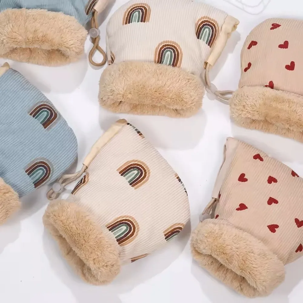 Guantes de bicicleta con estampado de dibujos animados, manoplas cálidas a prueba de viento y frío, cubierta de mango, accesorio para Scooter - imagen 3