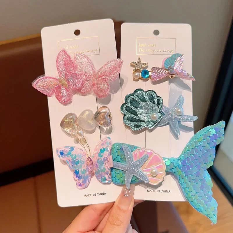 Horquilla marina para el pelo de bebé con corona de mariposa - imagen 3