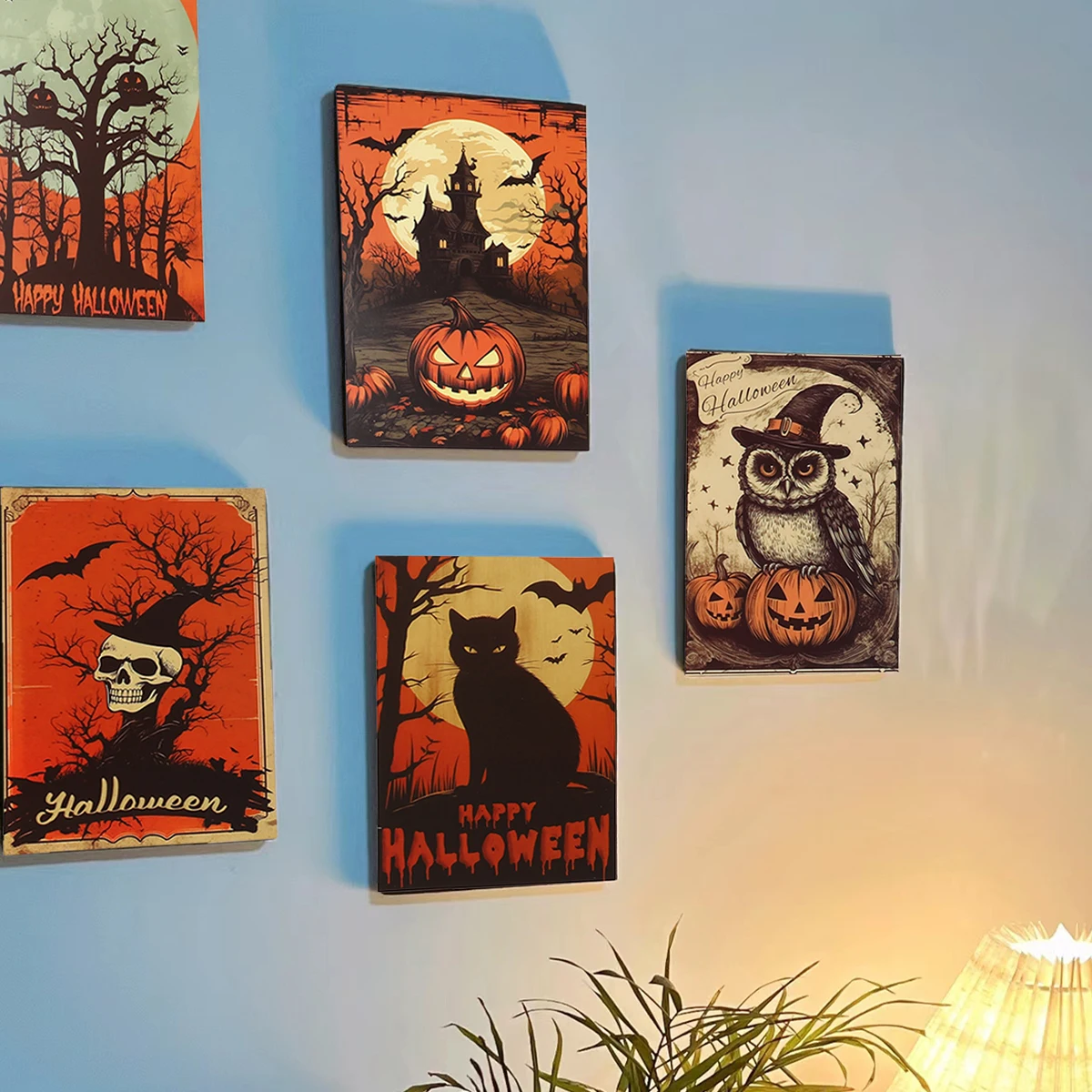 Pegatinas de pared con temática de calabaza de gato negro para decoración del hogar, tarjetas de mensaje para dormitorio festivo, cambio de imagen, 10 paquetes, 2024 - imagen 5
