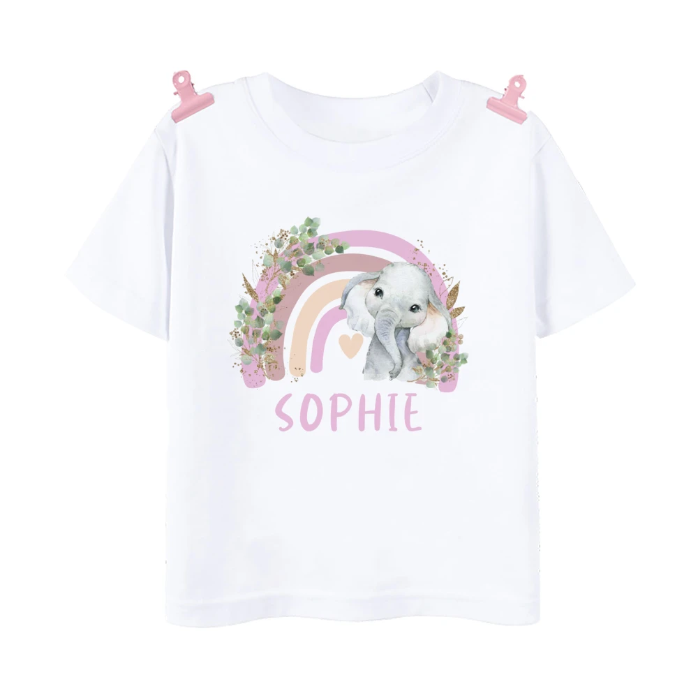 Camisa de cumpleaños personalizada, camiseta de arcoíris, camiseta salvaje, traje de fiesta de cumpleaños para niños y niñas, ropa de Animal salvaje con nombre, regalos para niños - imagen 4