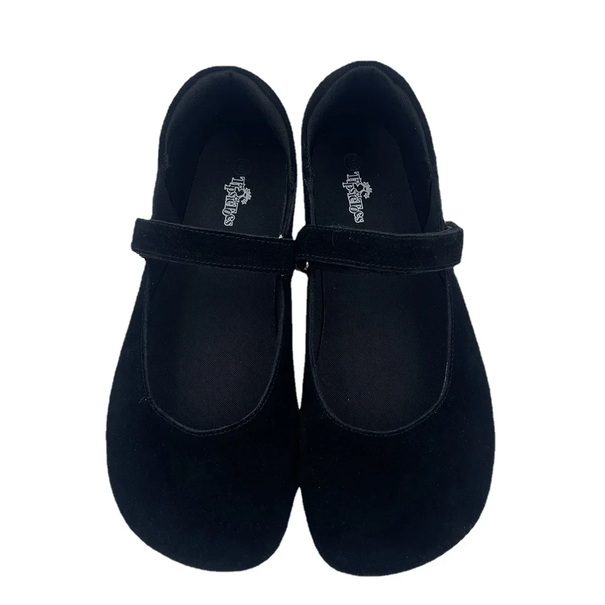 Tipsietoes 2026 primavera otoño descalzo gamuza de vaca cuero genuino mujeres bailarina con gota cero suela plana suave caja de puntera más ancha