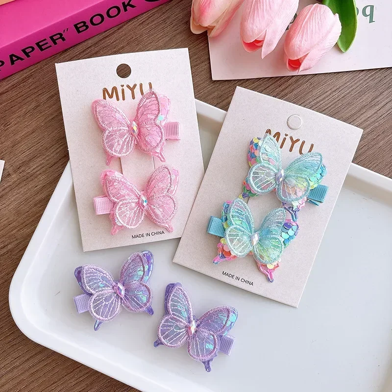 Pinzas mariposa pequeñas con lentejuelas dulces para niños y niñas - imagen 4