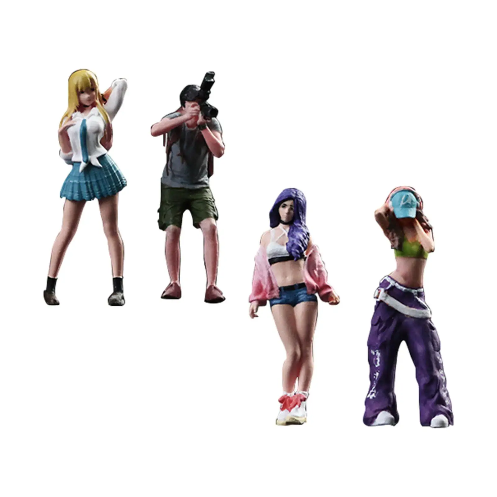 4Pcs 1/64 Girl Figure Tiny People Model Fairy Garden DIY Projects Realistic