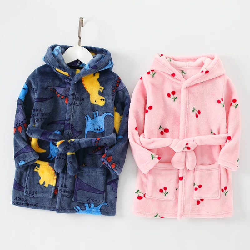 Ropa de dormir suave para niña, bata de baño de franela para otoño e invierno, pijamas cómodos para niños y niñas, ropa de casa de dibujos animados para niños de 2 a 8 años - imagen 5