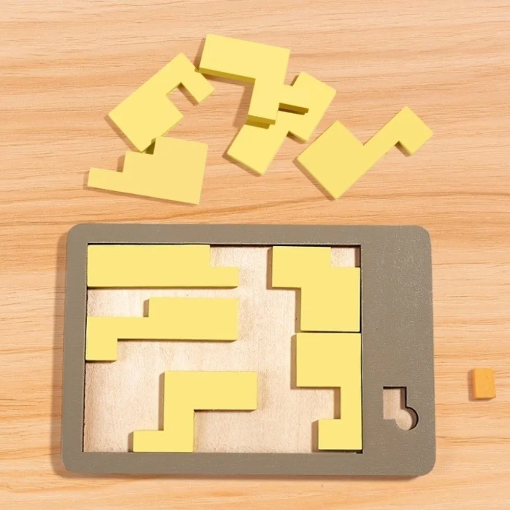 Rompecabezas triangular de forma Irregular, rompecabezas de madera de entrenamiento lógico colorido, rompecabezas geométrico tridimensional Montessori educativo - imagen 3