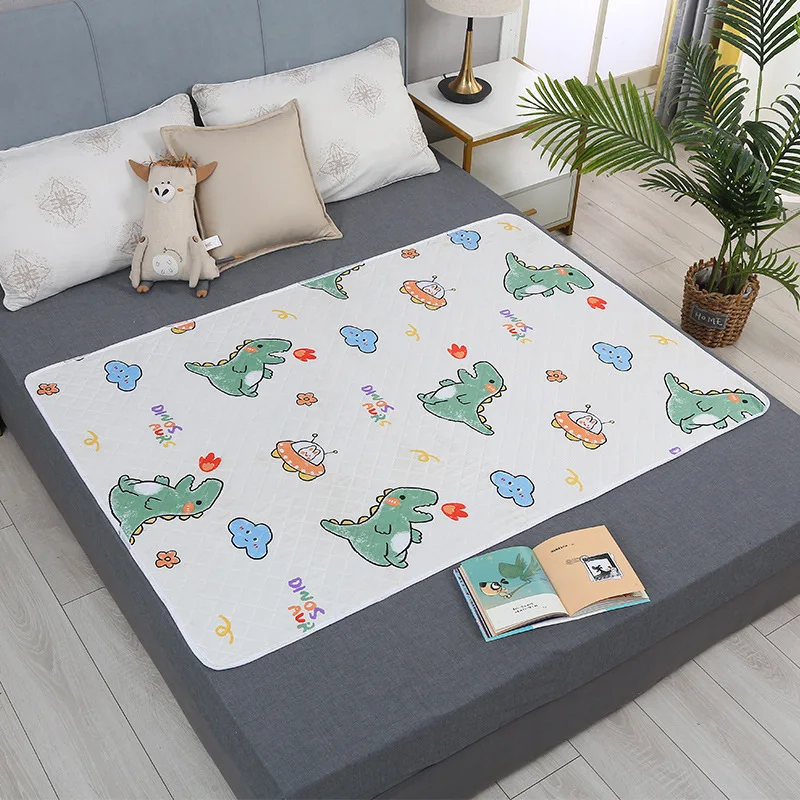 Protector de colchón transpirable lavable de 50x70cm para bebés pequeños, ropa de cama bonita de dibujos animados, almohadillas para orina, funda de sábana impermeable de tela