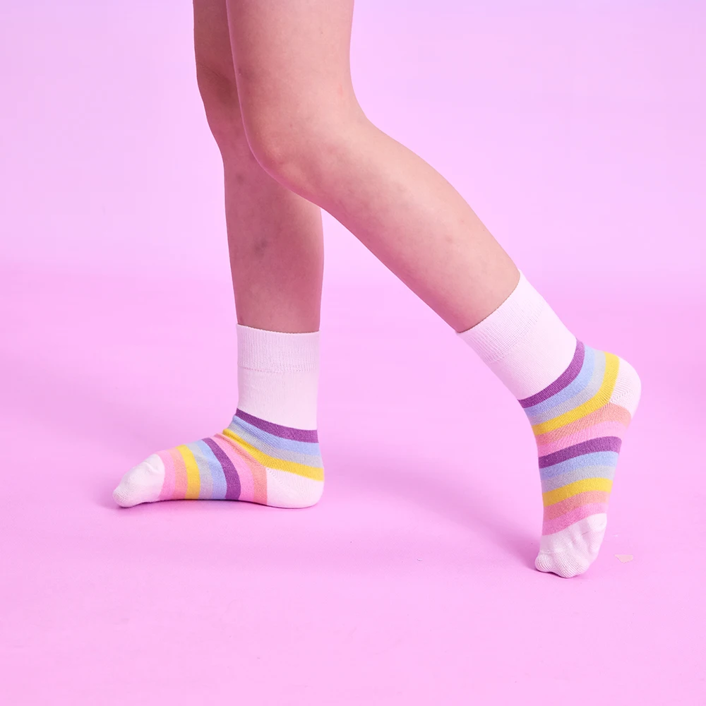 DXTON Calcetines de algodón rayas para niña - imagen 4