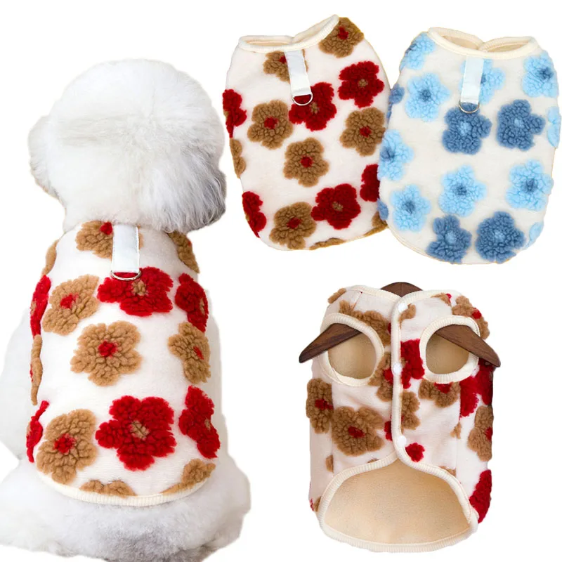 Ropa para perros, abrigo sin mangas con flores rojas y azules de invierno, chaqueta para perros pequeños, Chihuahua, perro salchicha, disfraz para niño y niña, chaleco para cachorro