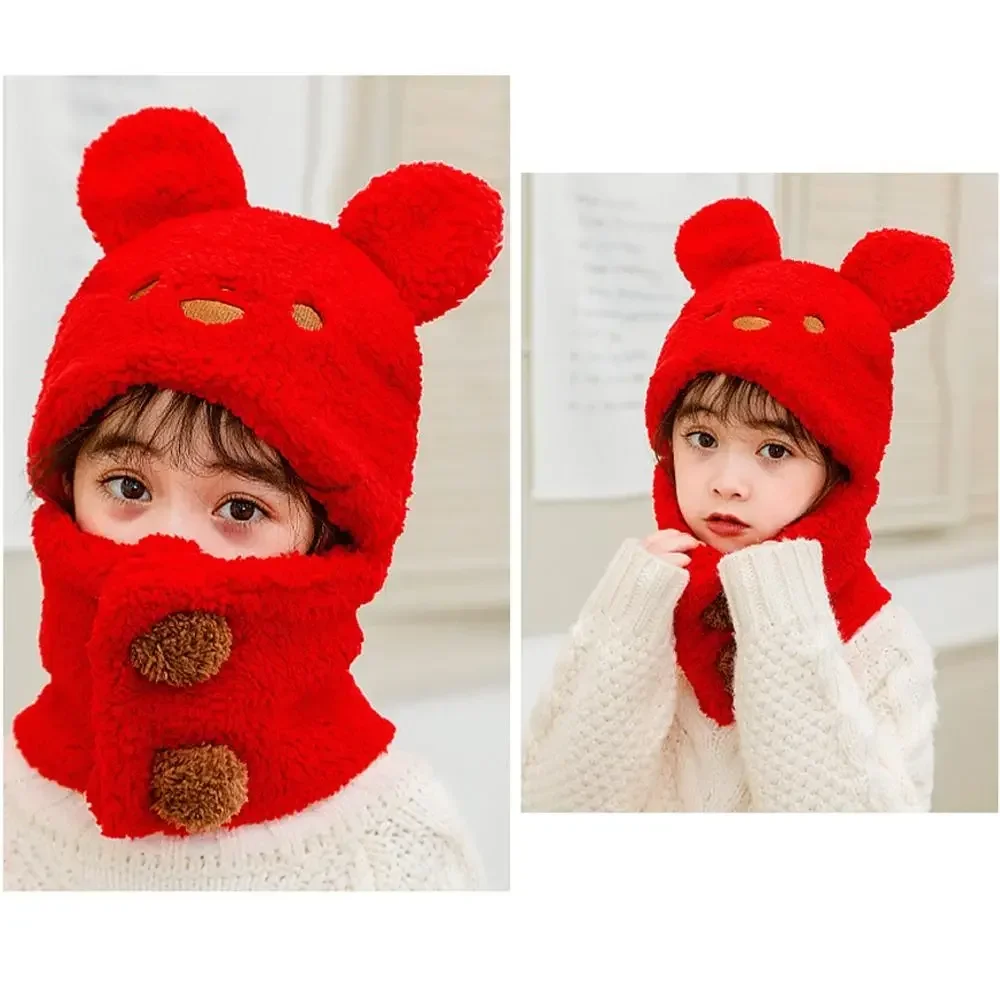 Nuevo gorro con protección para los oídos de osito bonito a prueba de viento para mantener el calor, bufanda, jersey de una pieza a prueba de frío, sombrero para niños - imagen 5