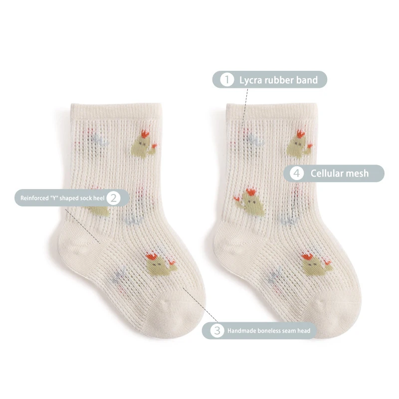 Calcetines de malla para bebé recién nacido, medias elásticas de algodón, con dibujos de Cactus, globo, Color sólido, 0 a 5 años, novedad de verano - imagen 3
