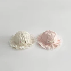 Sombrero de verano con volantes y lazo para bebé niña