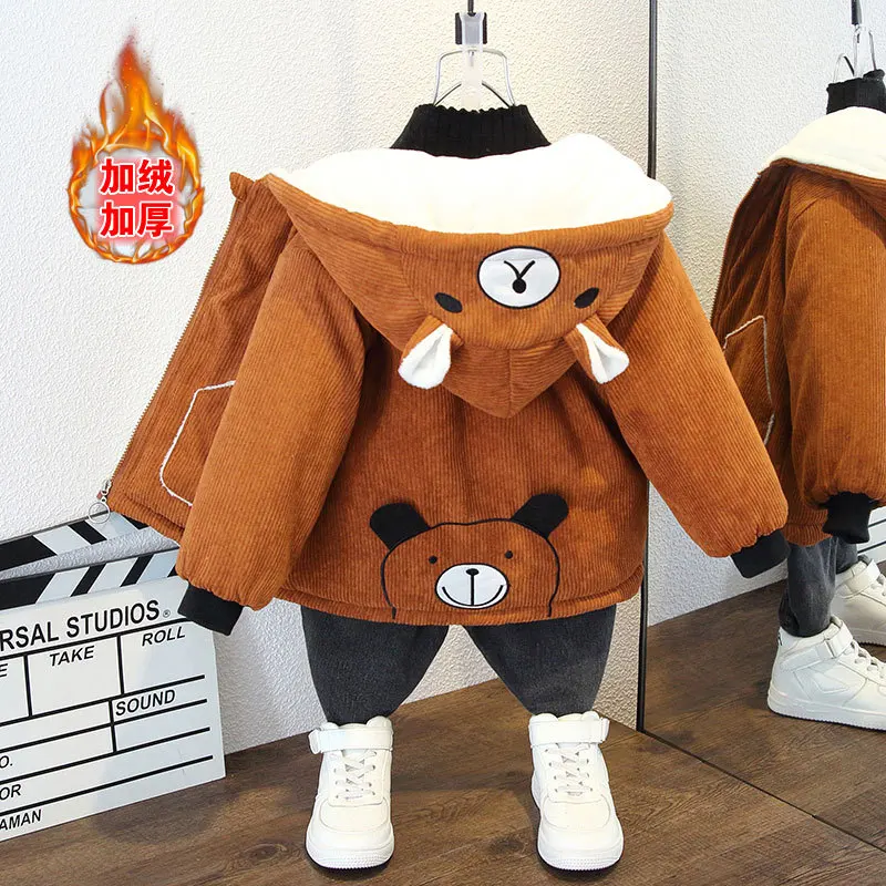 Abrigo infantil de terciopelo con capucha – Parka cálida de invierno
