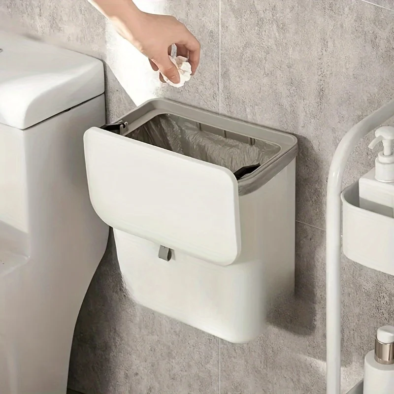 Cubo de basura de pared para cocina, montaje ahorrador de espacio