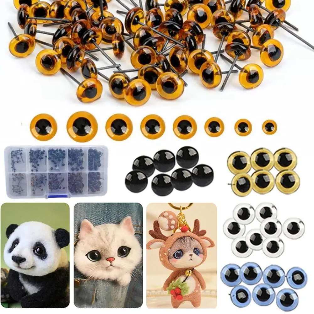 100 Uds. Muñecas creativas de 3-12mm ojos de cristal aguja juguetes de fieltro accesorios ojos de muñeca DIY muñeca de cristal ojo de seguridad muñeco de peluche - imagen 3