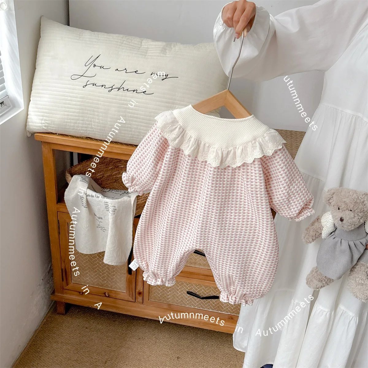 Pelele para recién nacido, ropa de otoño de manga larga de una pieza para niño pequeño, mono rosa, ropa informal - imagen 2