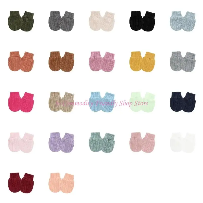 85AE Manoplas a prueba arañazos para recién nacidos, fundas mano algodón suave con banda elástica, diseño transpirable