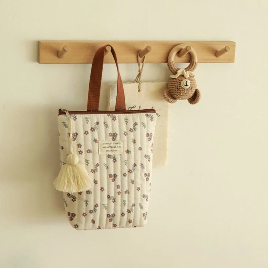 Bolsa de pañales de algodón para bebé, bolsa de pañales, bolsas de almacenamiento para cochecito de viaje, bolso de mamá bordado bonito Ins de Corea del Sur, bolsos - imagen 2
