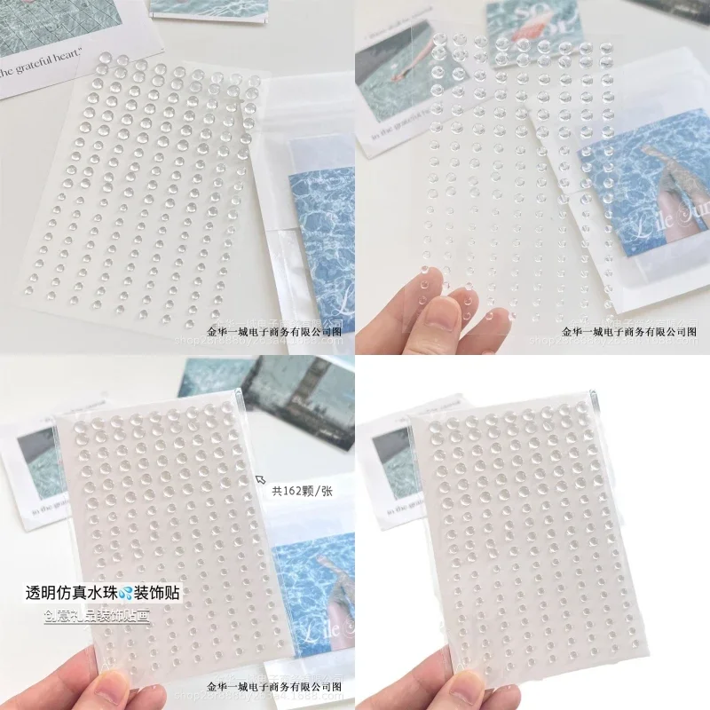 162 Uds. Pegatinas de cuentas de agua transparentes para funda de teléfono, álbum de recortes, diario, tarjetas fotográficas, Material de decoración DIY, parche artesanal - imagen 3