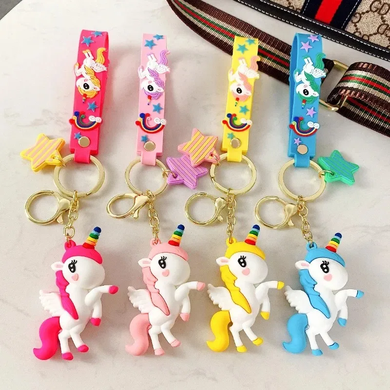 LLavero de unicornio arcoíris, llavero de dibujos animados, colgante creativo para bolso de coche, decoración de animales, pequeño regalo para mujeres y niñas, 1 ud. - imagen 5