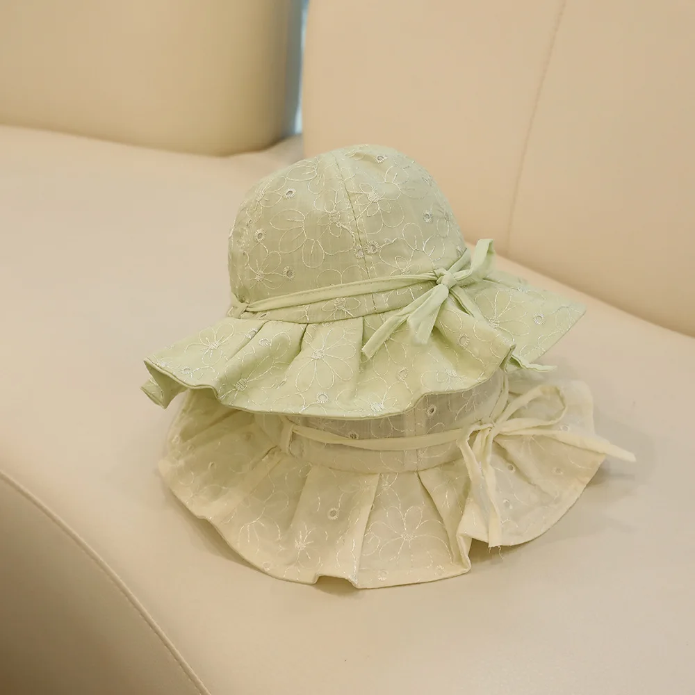 Sombrero de pescador con volantes para niños y niñas, gorro fino para el sol, bonito Floral para exteriores, novedad de verano - imagen 3