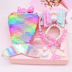 Set de accesorios sirena para niña con bolso mágico y diadema