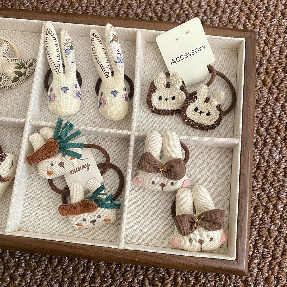 Gomas de pelo con orejitas estilo conejo para niñas Algodón invierno - imagen 3