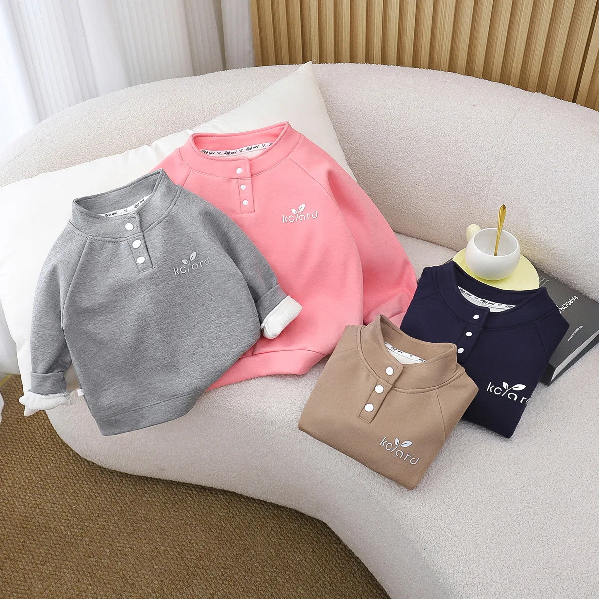 Camisetas polo para niños y niñas, camisetas de terciopelo cálidas de invierno de manga larga para niños, camisetas, ropa para niños